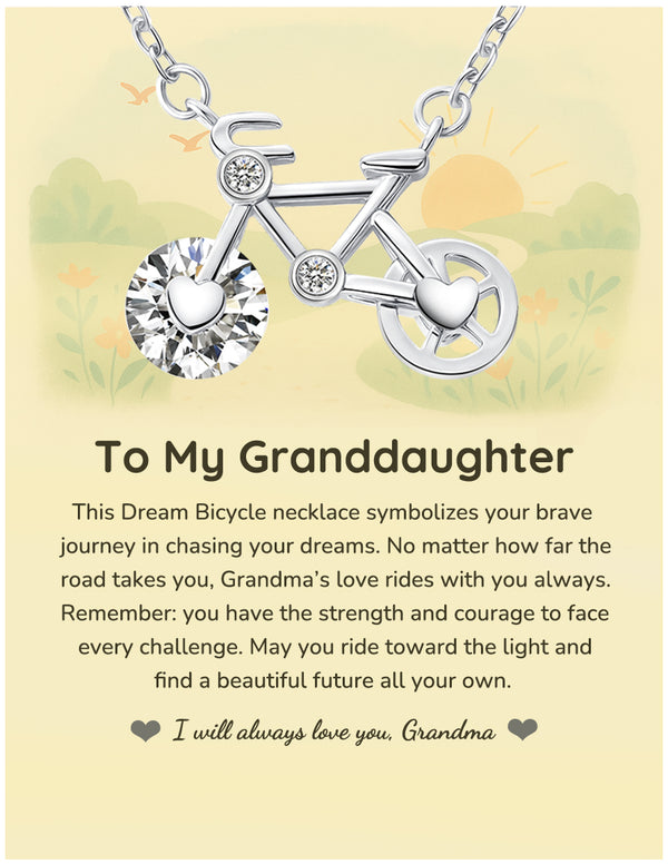 Silver Bike Pendant Necklace Gifts for Granddaughter
