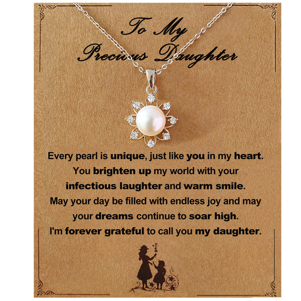 Natural Pearl Pendant Necklace for Daughter (Sunflower)