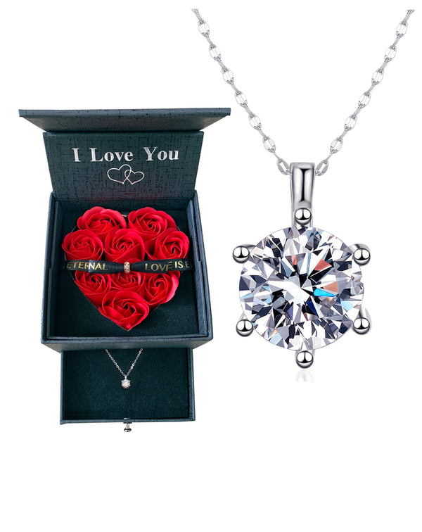 Moissanite Diamond Pendant Necklace Gifts for Wife / Girlfriend