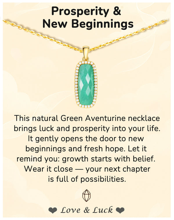 Natural Green Aventurine Pendant Necklace (Prosperity & New Beginnings)