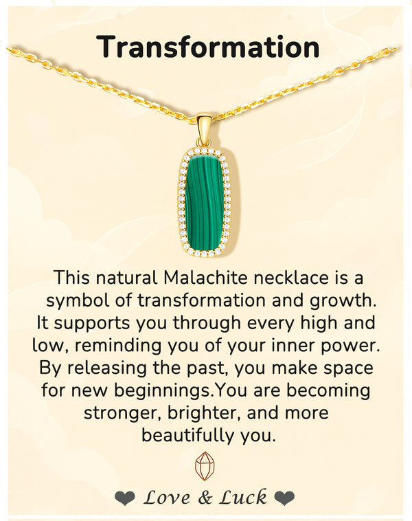 Natural Malachite Pendant Necklace (Transformation & Growth)