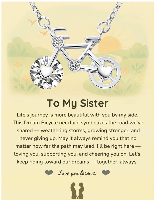 Silver Bike Pendant Necklace for Sister