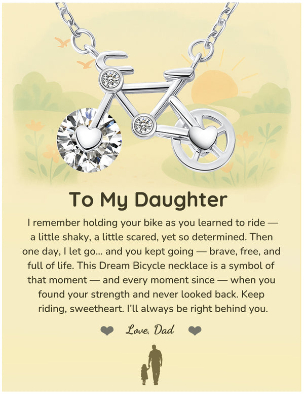 Silver Bike Pendant Necklace Gift for Daughter