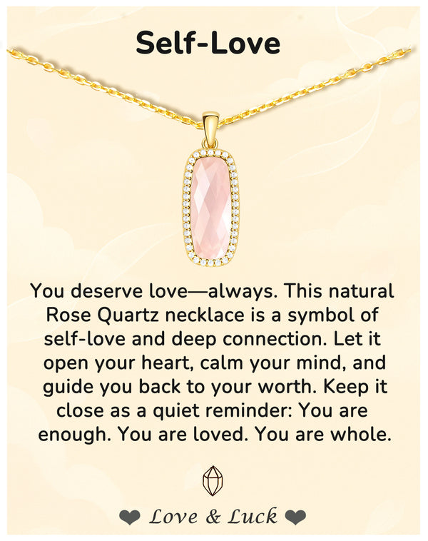 Natural Rose Quartz Pendant Necklace （Self-Love & Connections）